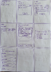 Low-fidelity wireframe sketches for the family check-in and vaccination proof screens